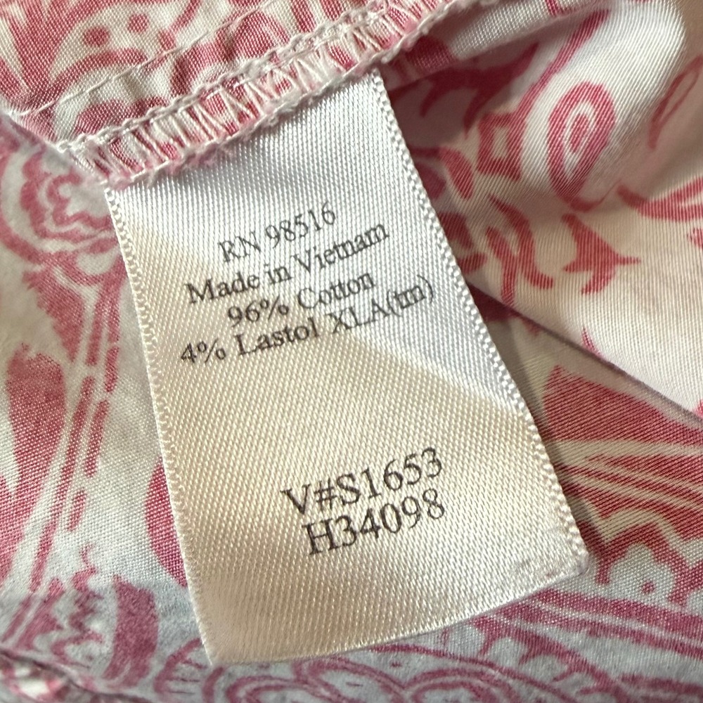 Coldwater Creek Women's L Pink White Paisley Print Button Down Shirt Long Sleeve - Picture 6 of 7